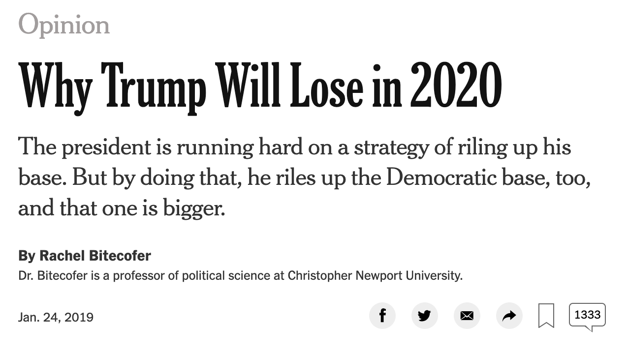 Source: Rachel Bitecofer; New York Times (2019)